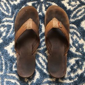 Brown Leather Rainbow Flip Flops